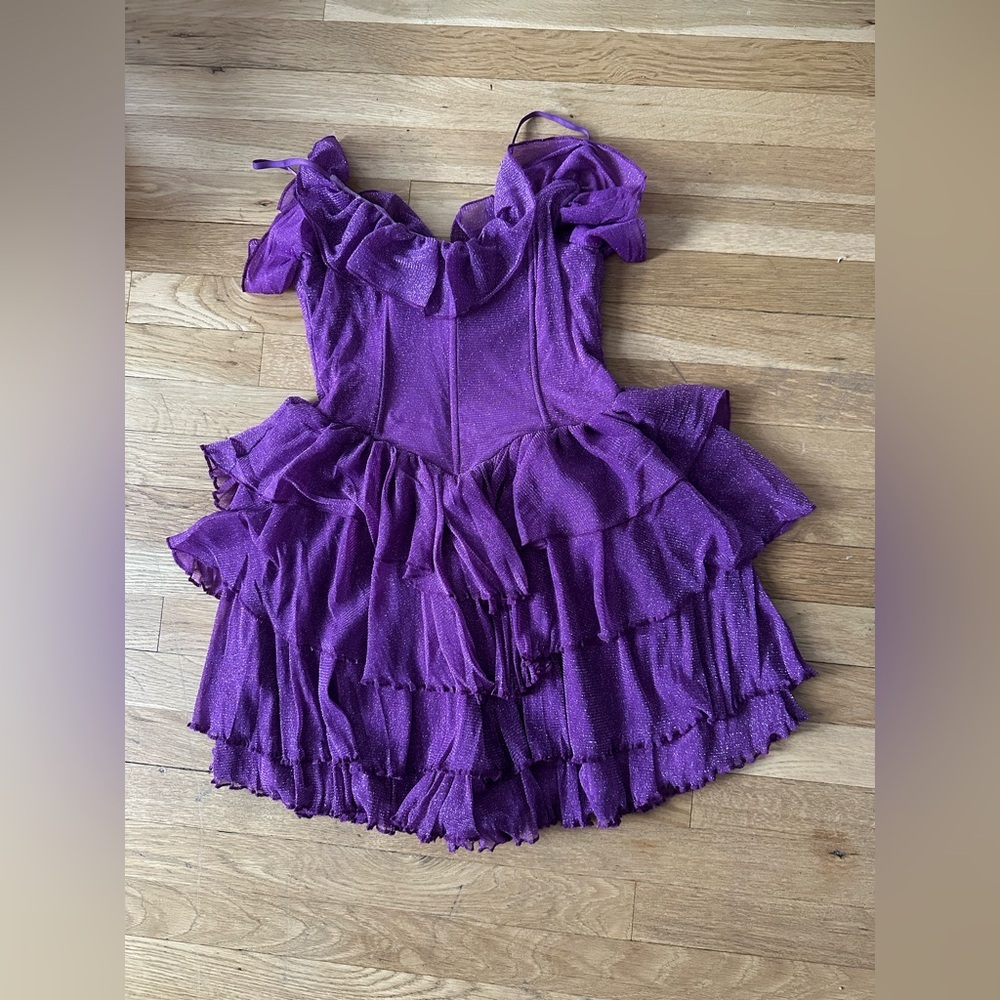 ✨ Sparkle in Purple Magic | Sheln Ruffled Dress – Size L ✨ - Picture 2 of 5